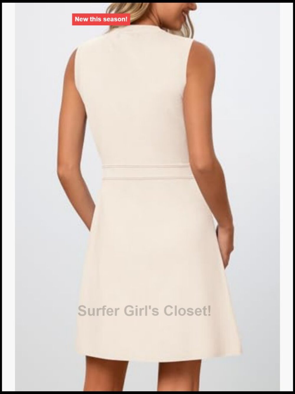 Sleeveless Knit Button Down Mini Dress Sheath - Picture 4 of 7